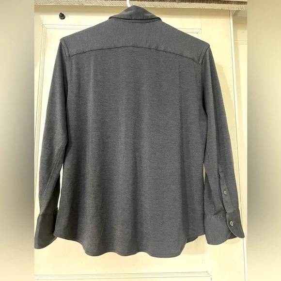 Men's CANALI COTTON JERSEY BUTTON DOWN SHIRT SZ MEDIUM BLUE - Picture 2 of 7